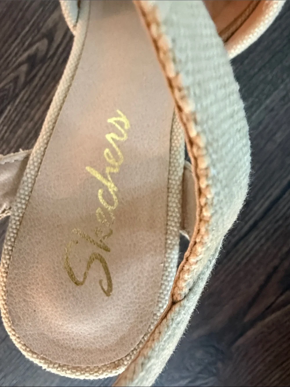 Skechers Beige Espadrille Wedge Sandals with Cutout Detail 6